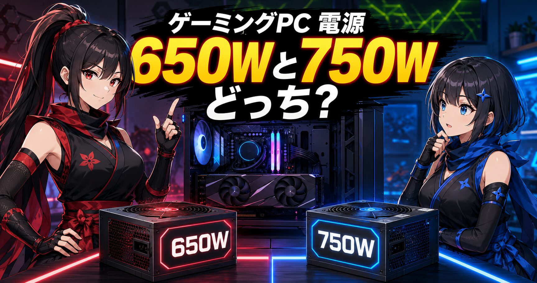 ゲーミングPCの650W電源と750W電源の比較