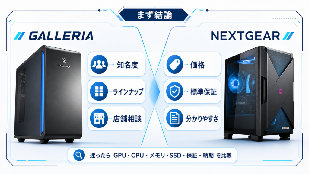 GALLERIAとNEXTGEARの比較イメージ