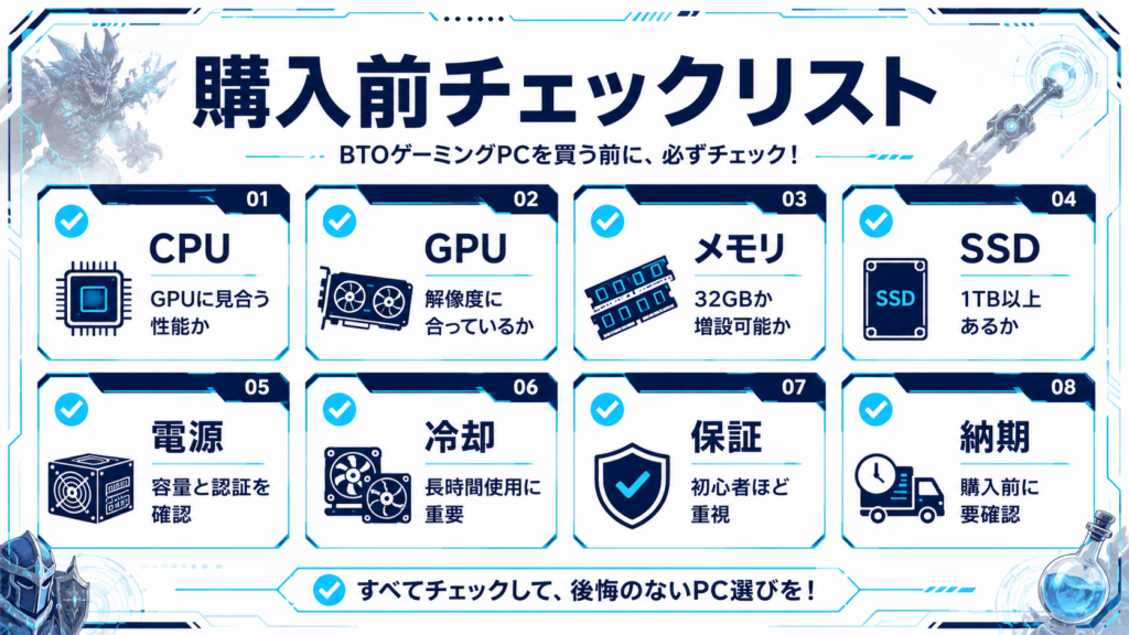 BTOゲーミングPC購入前チェックリスト