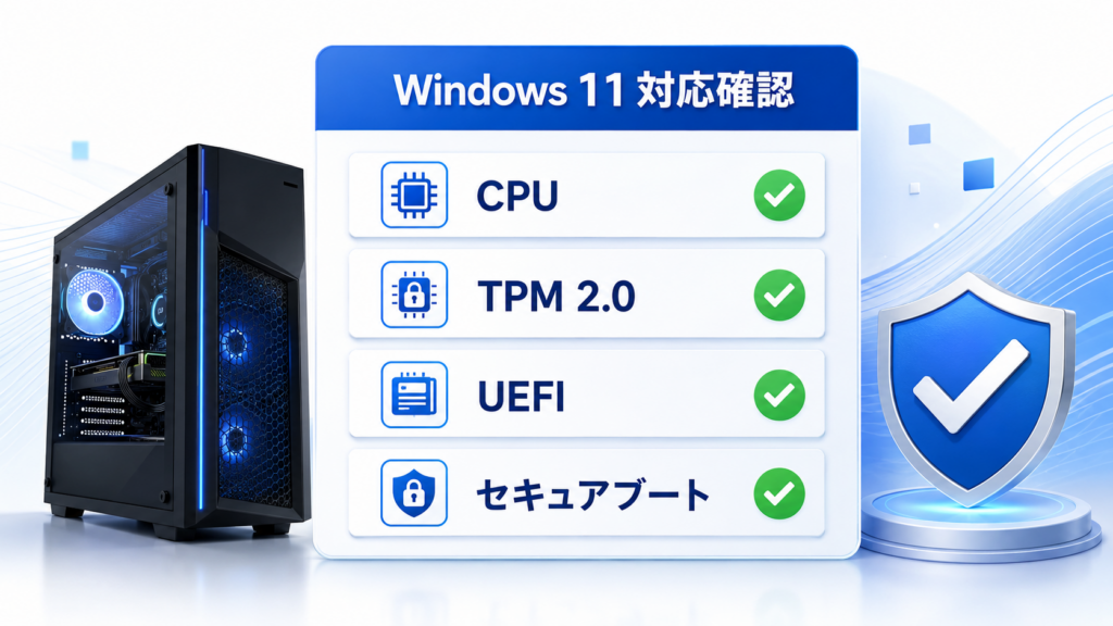 CPU・TPM 2.0・UEFI・セキュアブートによるWindows 11対応確認
