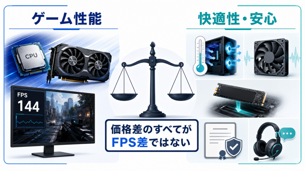 BTOゲーミングPCの価格差がゲーム性能と快適性へ表れる違い