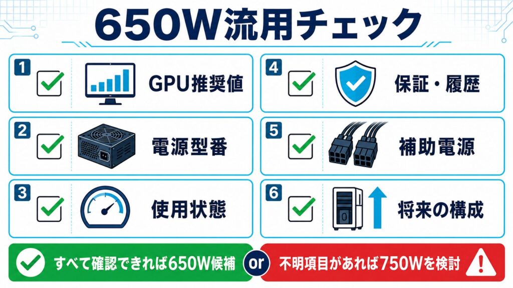 RTX 5070で650W電源を流用する6項目チェックリスト