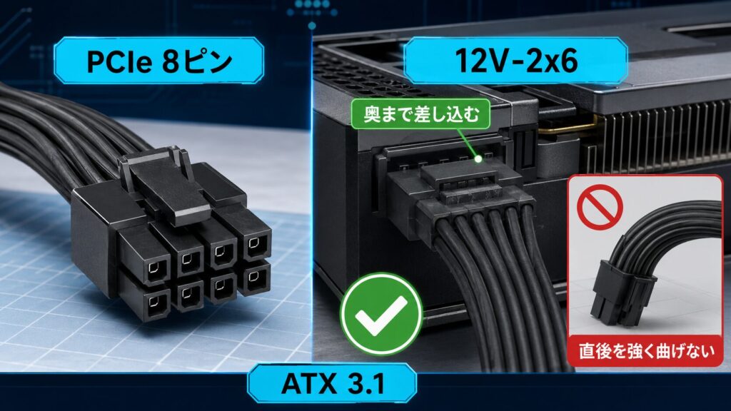 PCIe 8ピンと12V-2x6・ATX 3.1の確認ポイント