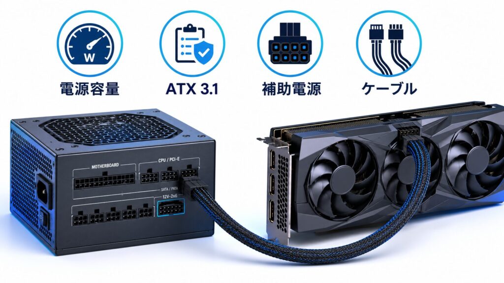 モジュラー電源とGPU補助電源の確認ポイント