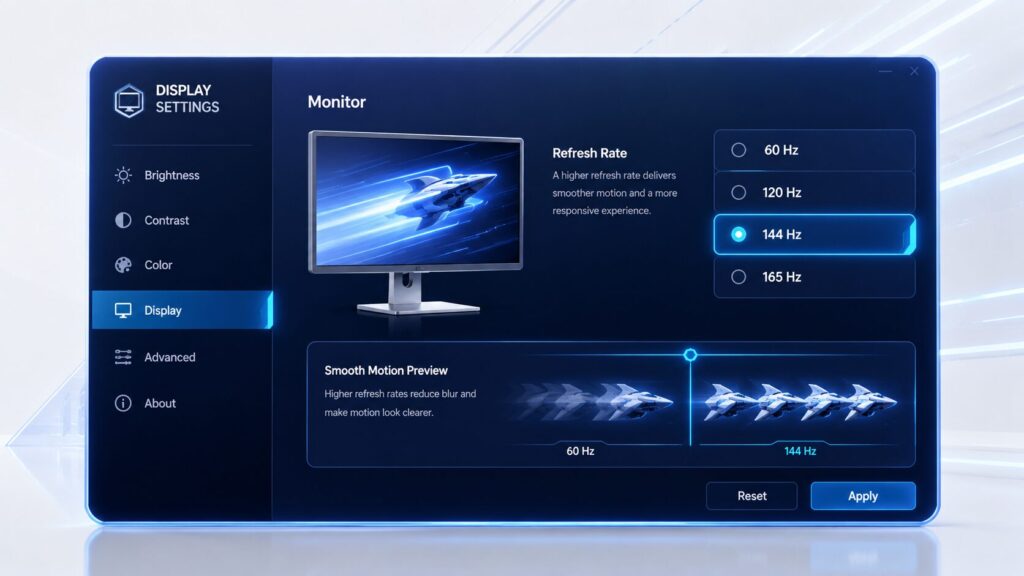 Windowsのリフレッシュレート設定画面