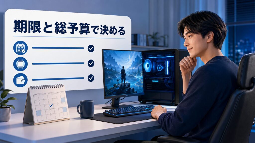 比較後に納得してゲーミングPCを購入する様子