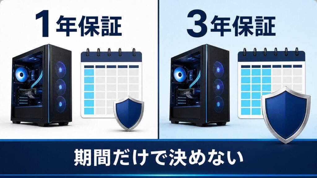 BTOゲーミングPCの1年保証と3年保証を比較