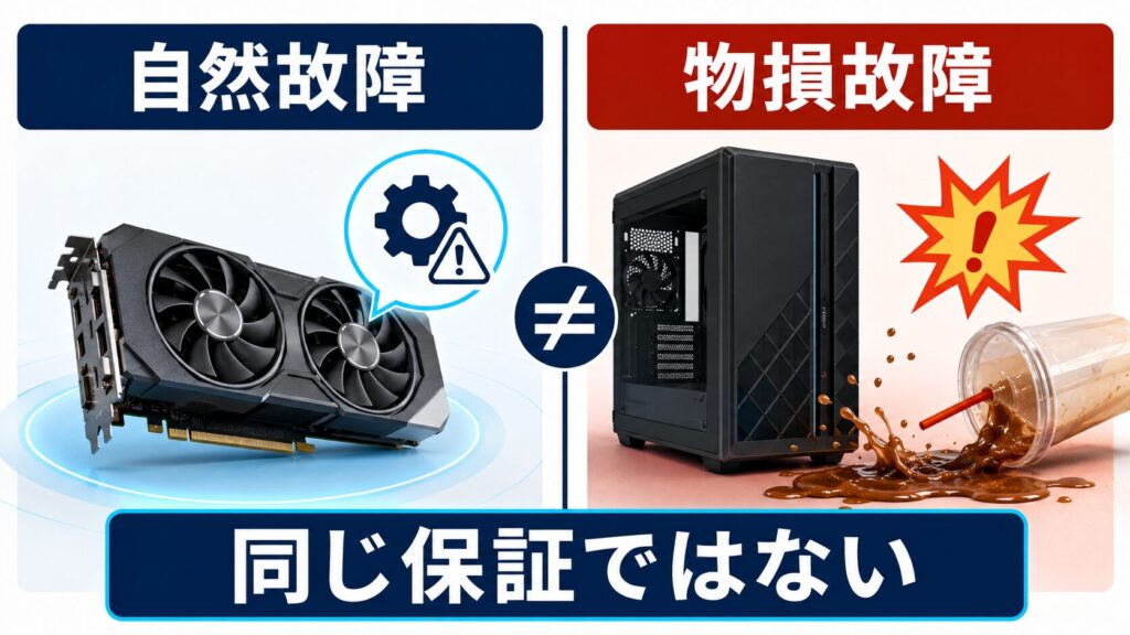 自然故障と物損故障の保証範囲の違い
