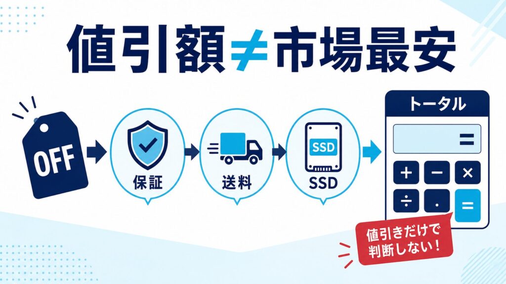 BTOの表示値引額と保証送料込み総額の違い