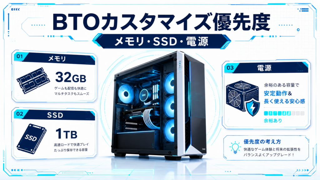 メモリ32GB SSD1TB 電源容量の選び方