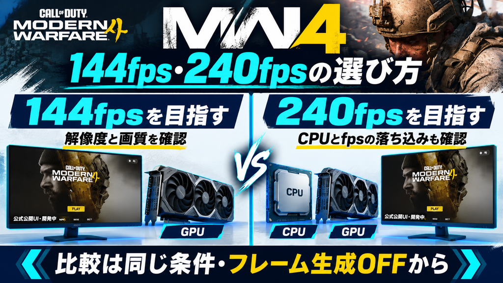 MW4で144fpsと240fpsを目指す際に確認したい画質とCPUの違い