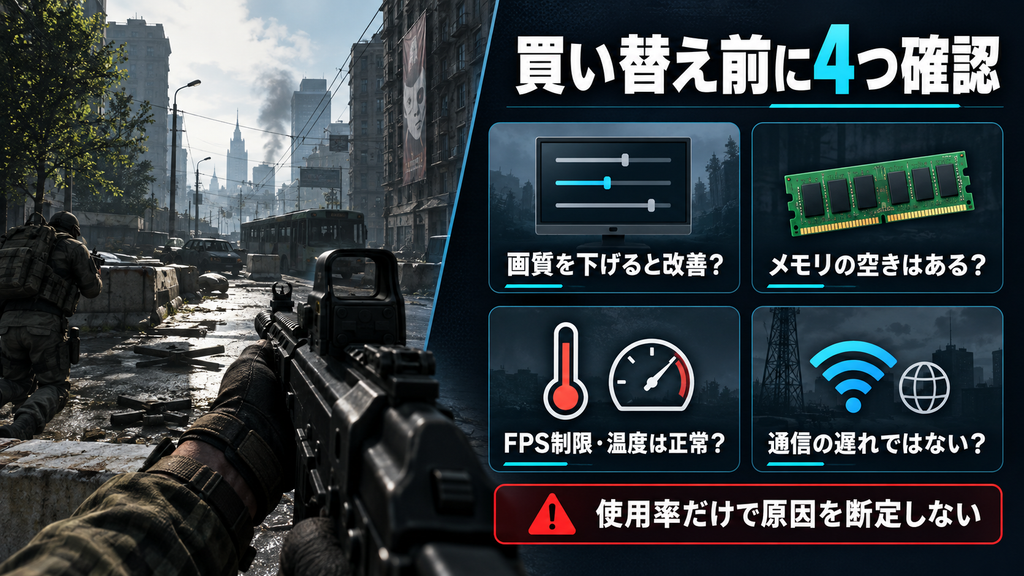 タルコフが重い場合に画質・メモリ・CPU・通信を確認する手順