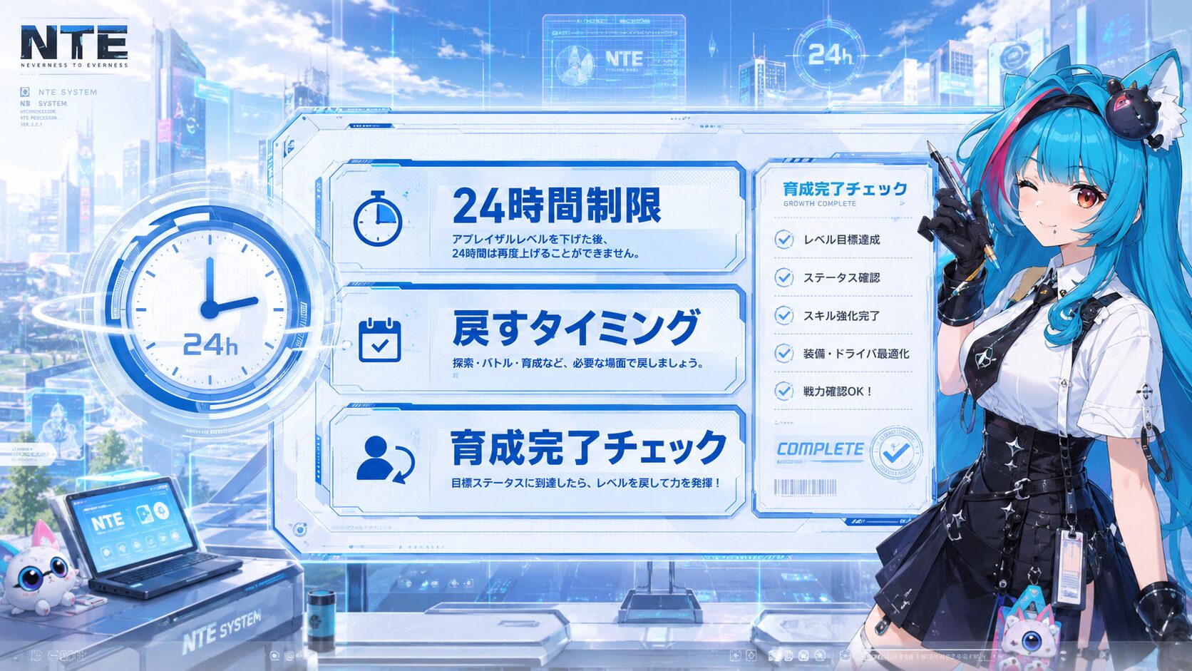 24時間制限または鑑定レベル復帰前の確認画面