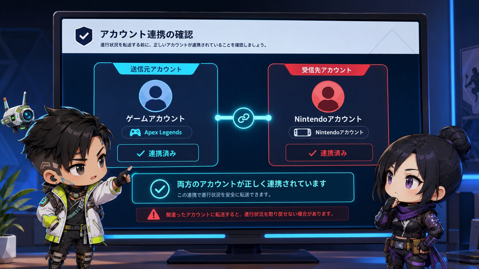 EAアカウント設定でNintendoアカウントの接続を確認する画面