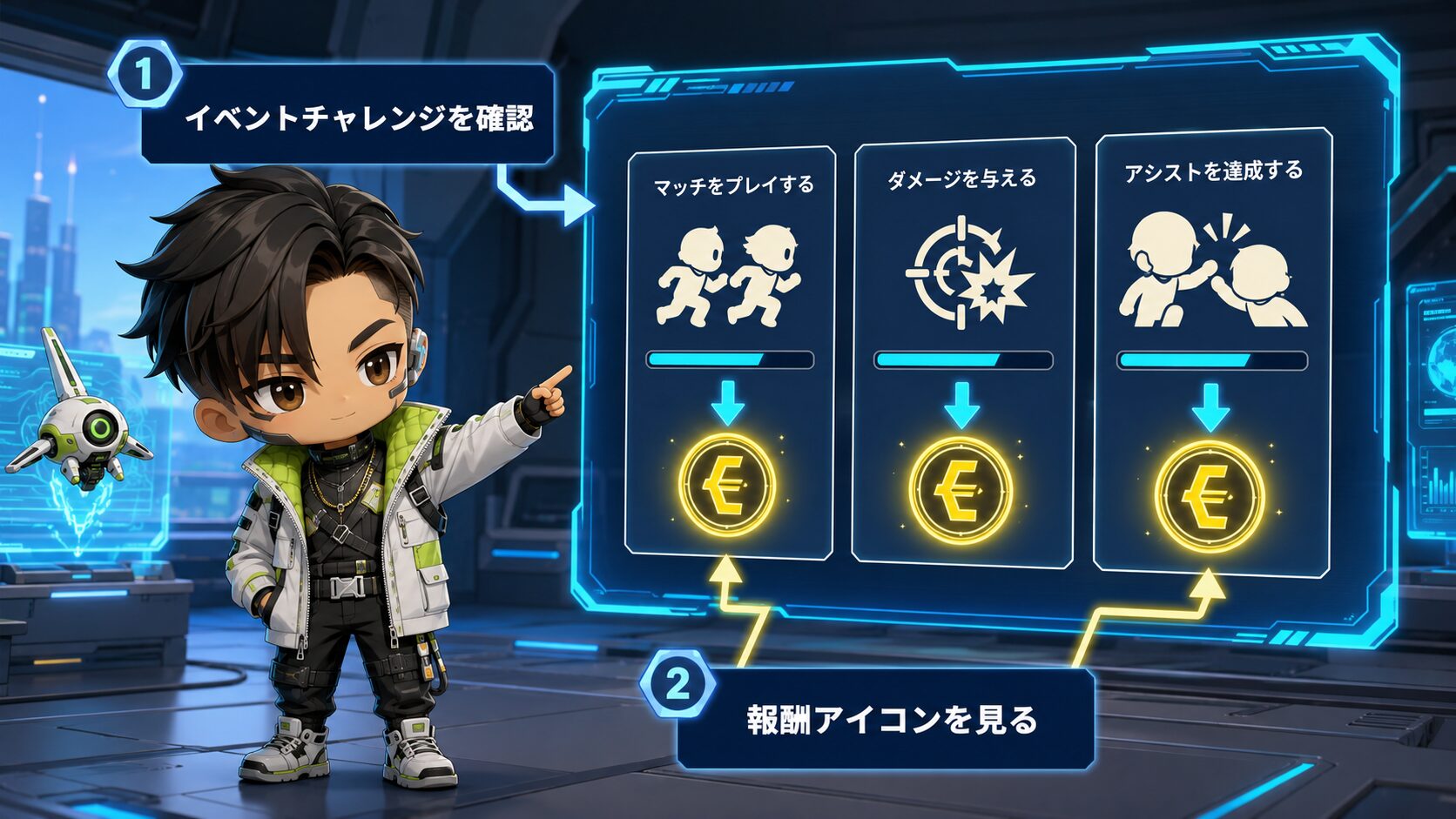 Apexのイベントチャレンジでエディー報酬を確認する画面