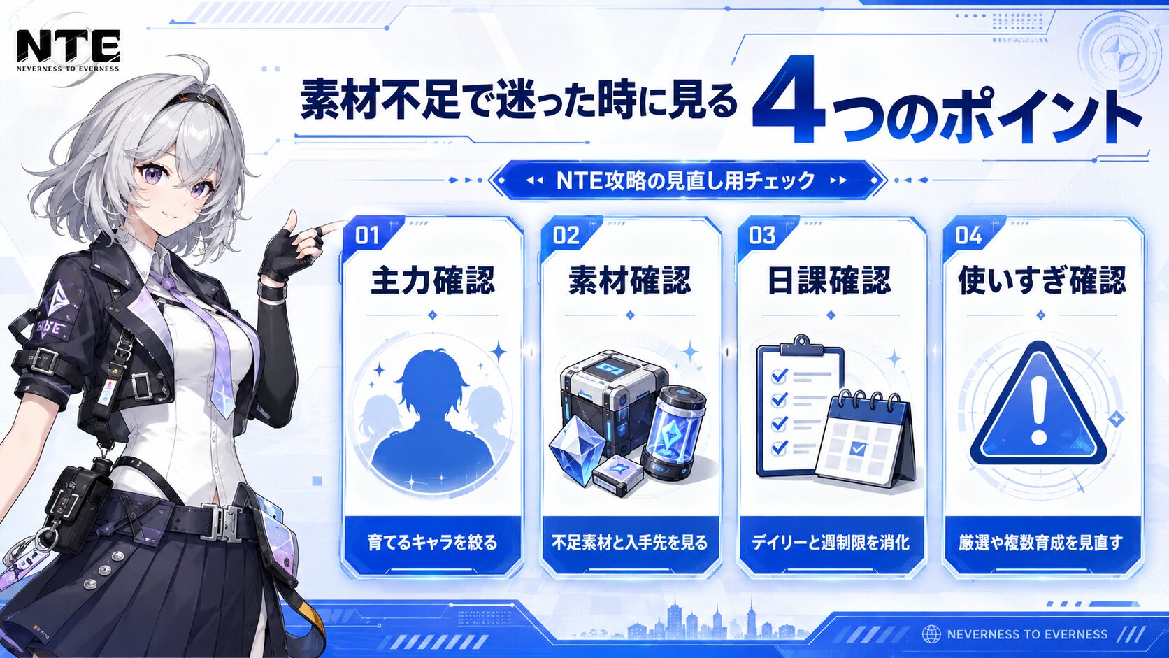 NTEの素材不足時に見る4つのポイント画像