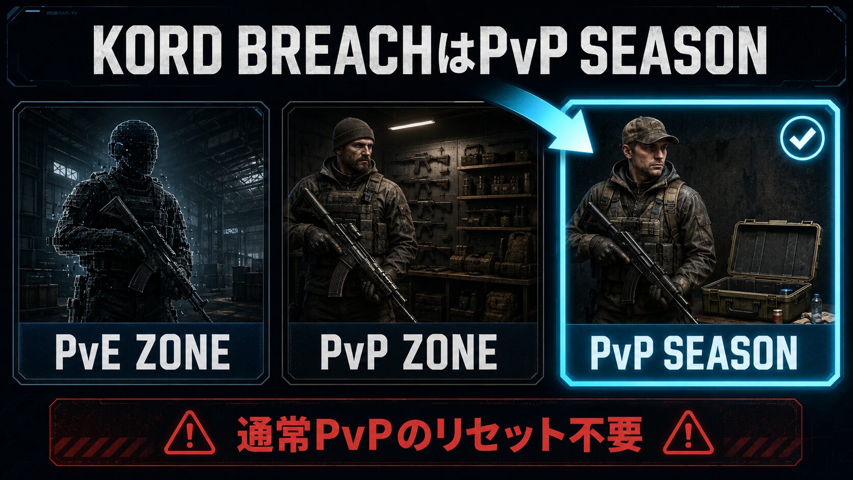 PvE Zone・PvP Zone・PvP SeasonからKord Breachを選ぶ手順