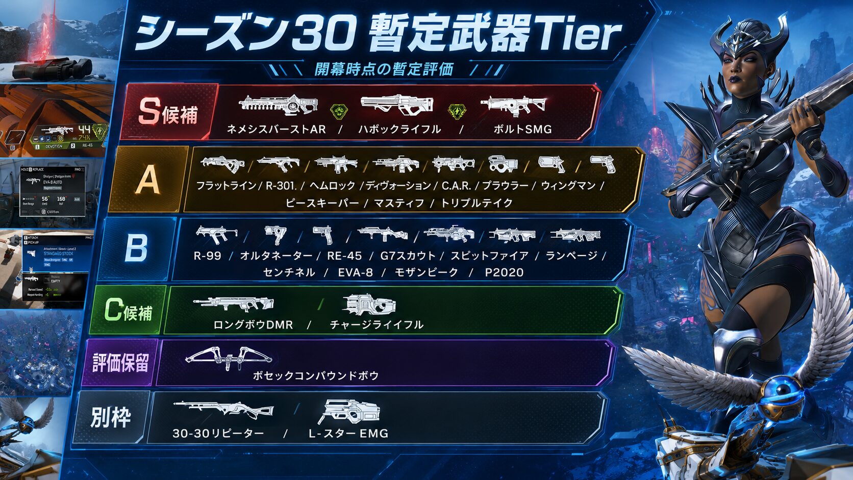 Apexシーズン30の暫定最強武器Tier表