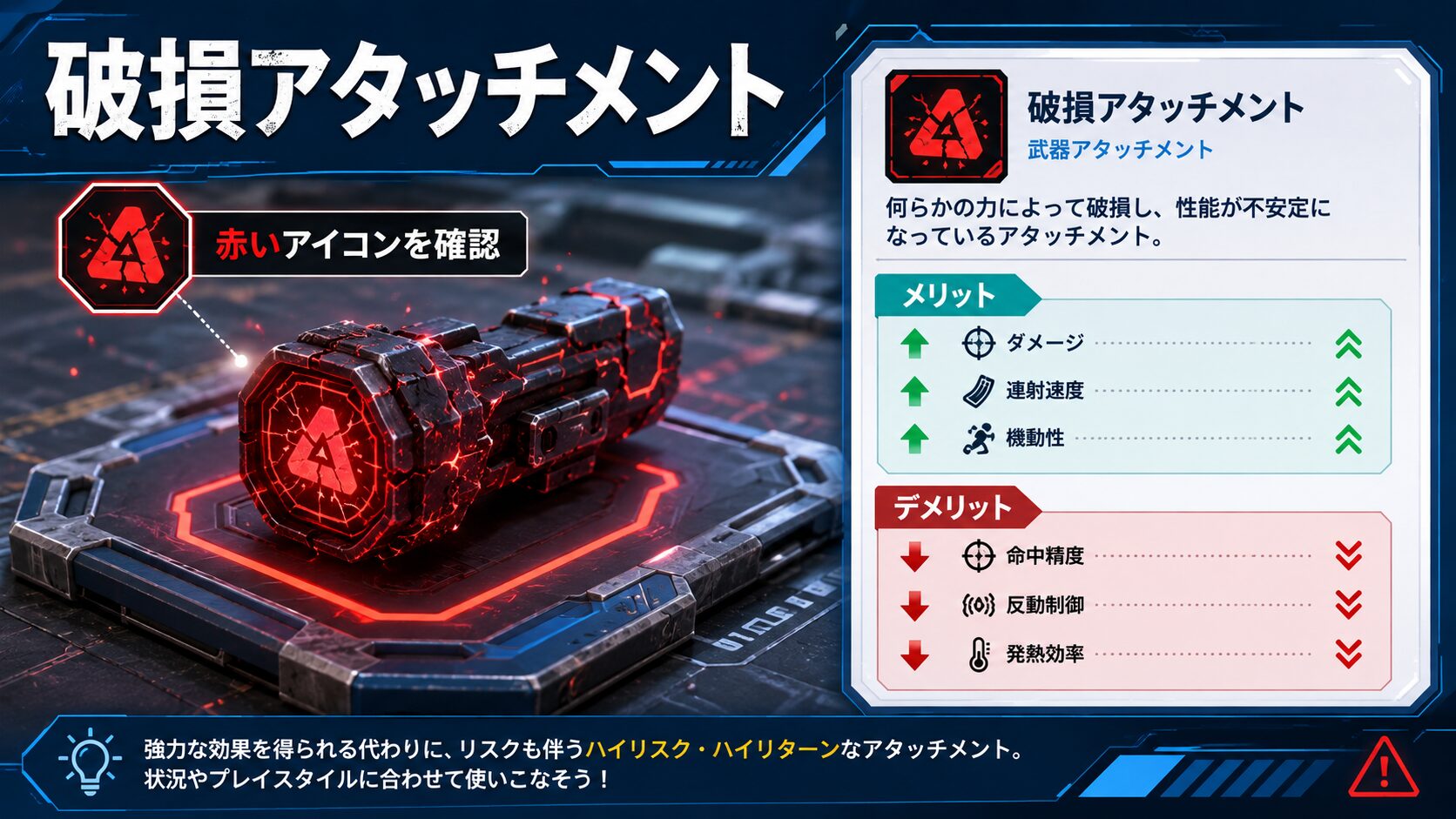 Apex破損アタッチメントの正式名称と赤いアイコン