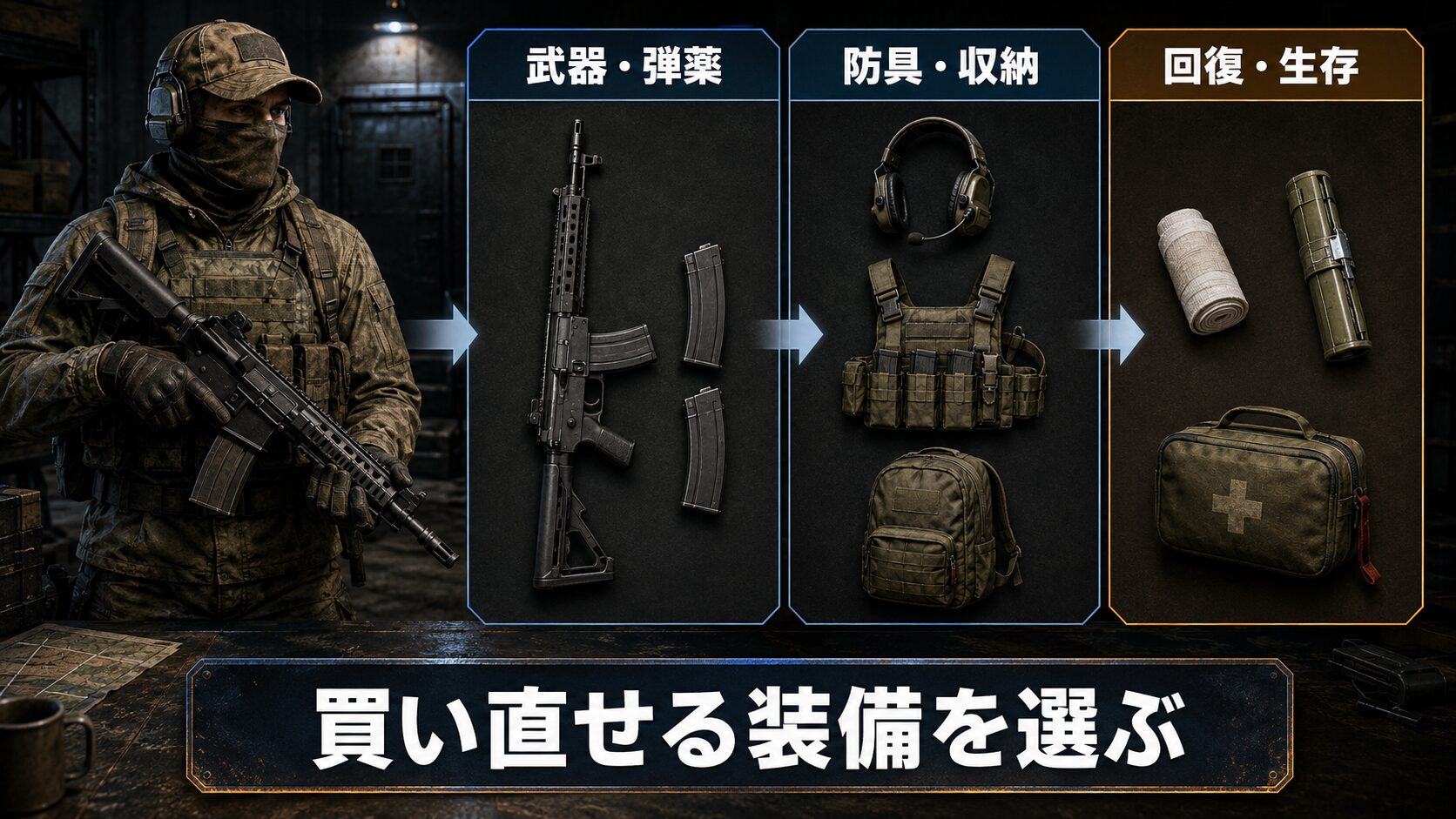 タルコフKord Breach初心者向けの低価格装備構成イメージ